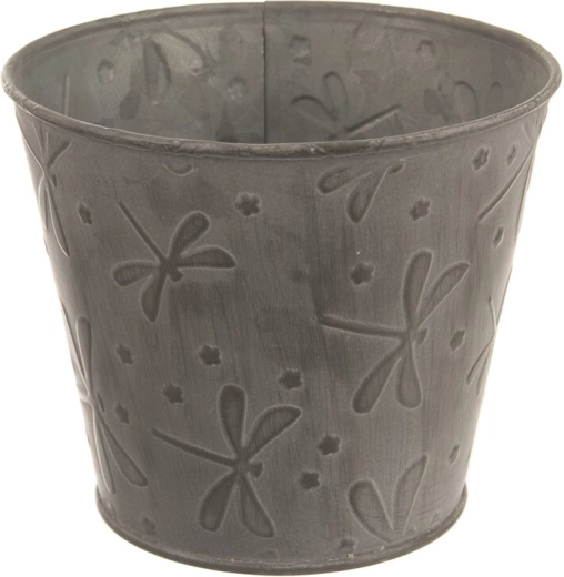 Copri-vaso in latta grigio con motivo libellule 12 × 12 × 10 cm