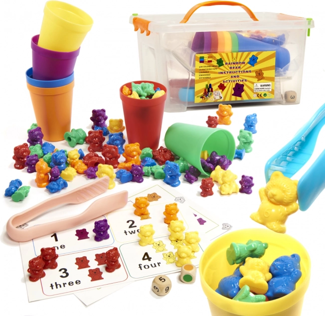 Montessori set for learning counting with colorful bears 116 pcs
