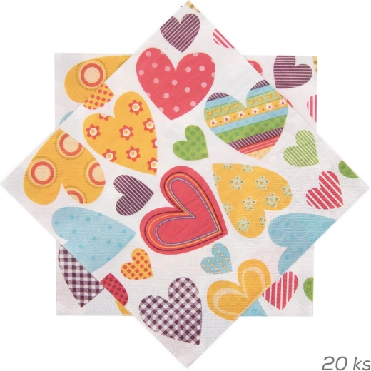 Paper napkins Heart 33 × 33 cm, 20 pcs