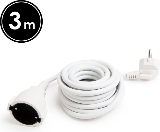 Cavo di prolunga bianco con messa a terra da 3 m