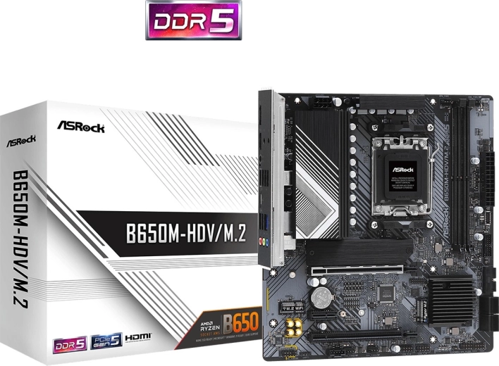 asrock b650m-hdv/m.2 – scheda madre microatx am5 con ddr5, hdmi e displayport