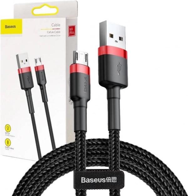 Baseus Cafule braided micro USB cable 3 m, 2 A (black‑red)