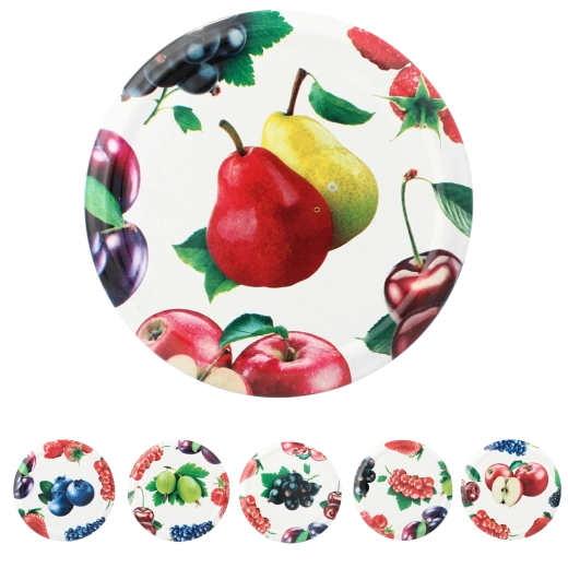 Coperchio metallico twist-off da 82 mm con motivo frutta
