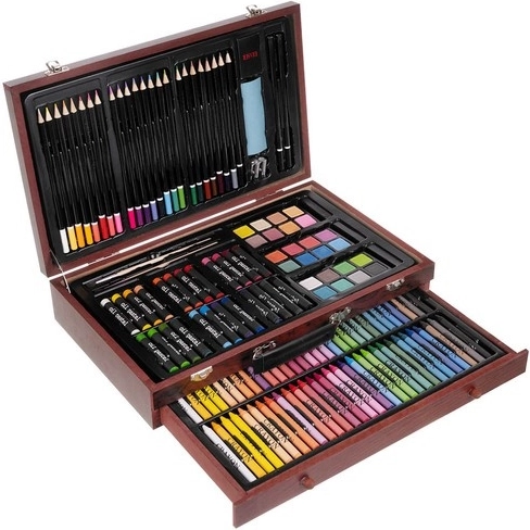Wooden case with drawer for organization and protection