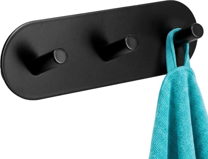 Storage Solutions self-adhesive metal wall hook, black, triple 15 × 5 × 3.5 cm