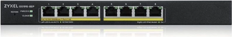 GS1915-8EP PoE Smart 60W 802.3at switch desktop ibrido gestito