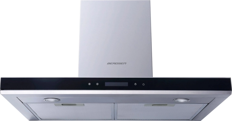 Elegant chimney design in stainless steel and glass