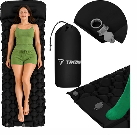 Materassino autogonfiante da trekking per 1 persona Trizand 190 × 60 cm con pompa a pedale e custodia