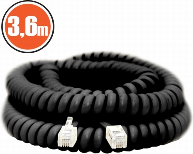 Spiral Telephone Cable 3.6 m Black
