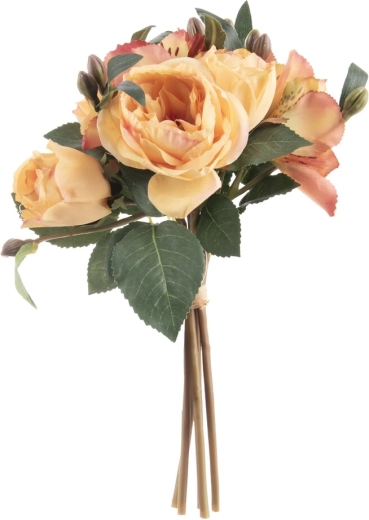 Fiore artificiale decorativo rosa/giglio in mazzetto giallo 26 cm