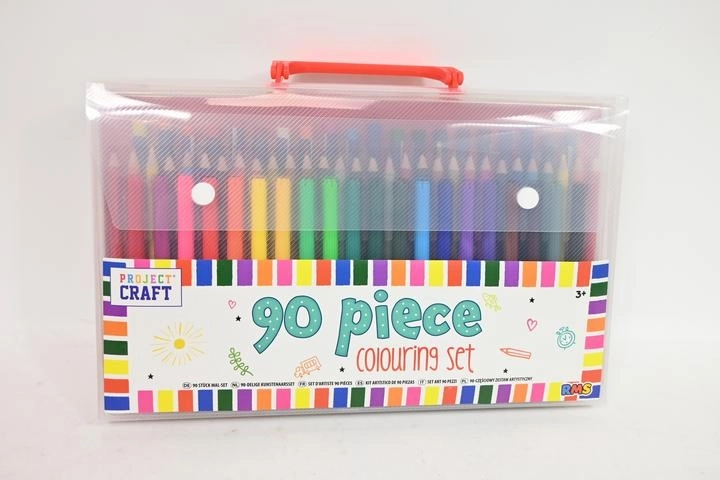 Set da disegno e colorazione 90 pezzi in valigetta con maniglia