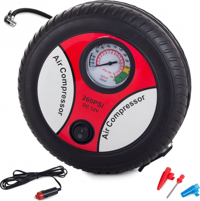 Compact 12V Car Air Compressor, 260 PSI for Tires and Sports Equipment