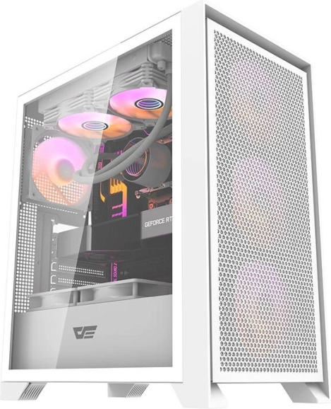Počítačová skriňa Darkflash DRX70 Mesh, biela, temperované sklo, 4× RGB ventilátor
