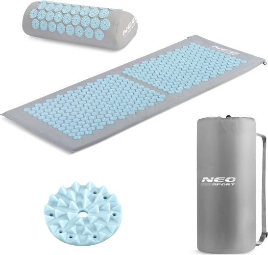 Neo-Sport tappetino massaggiante per agopressione con cuscino grigio-blu