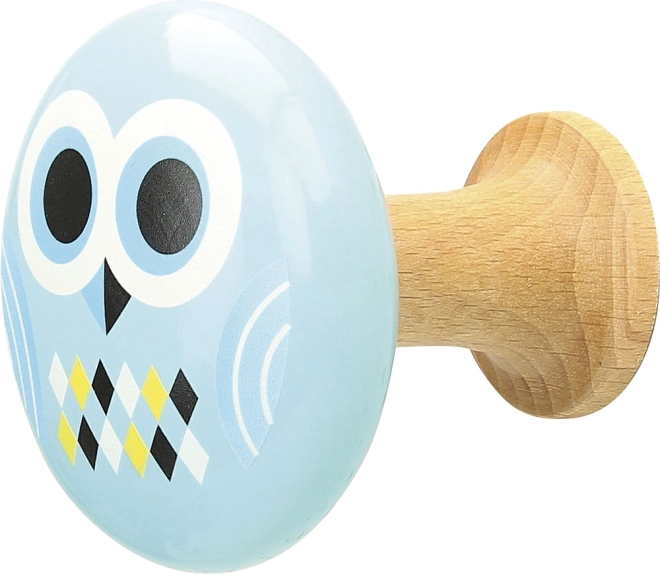 Wooden Wall Hooks for Children Owl and Rhombuses