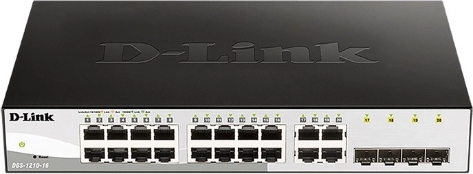 Switch Gigabit D-Link DGS-1210-16 con 16 porte GE e 4 SFP