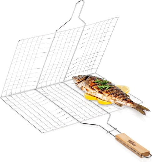 Griglia doppia Vilde con manico in legno 40 × 30 cm