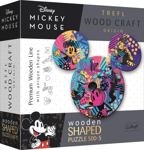 Puzzle in legno doppia faccia TREFL Wood Craft Origin Mickey Mouse 505 pezzi