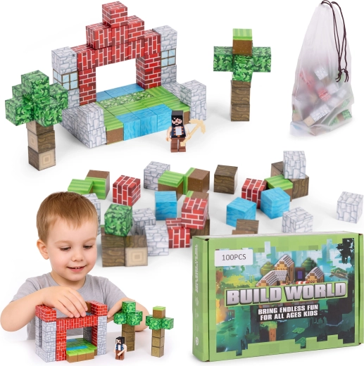 Blocchi da costruzione magnetici per bambini, 100 pezzi