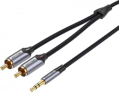 audio kabel 2x rca na 3,5 mm Vention 3 m šedý
