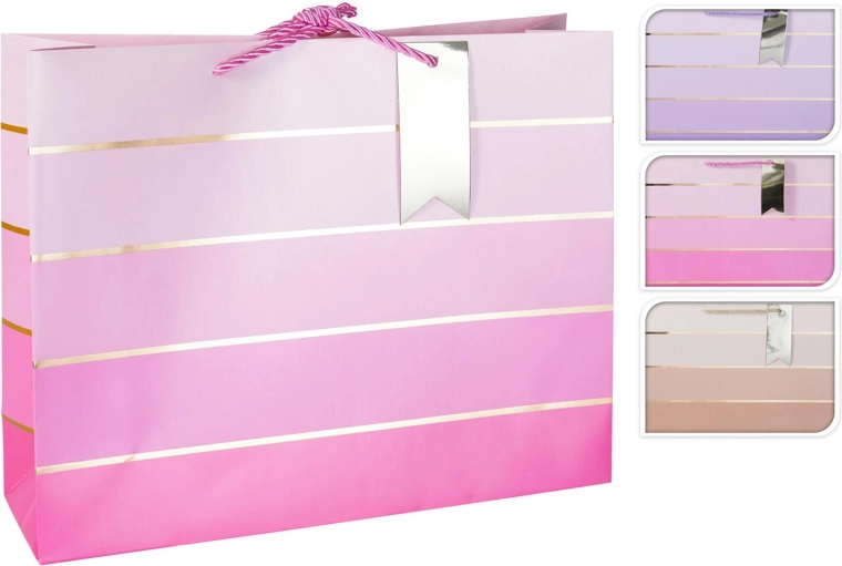 Gavepose i papir 32 × 26 × 10 cm, mix af farver