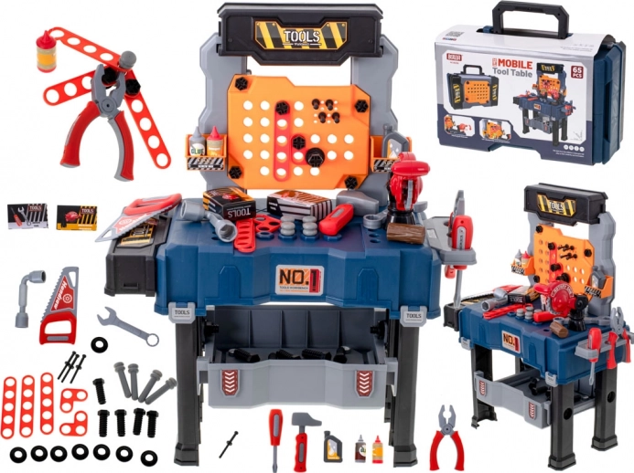 Kids’ Workbench with Tools 65 pcs – Suitcase and Workbench