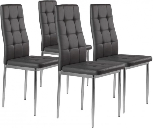 Set di 4 sedie moderne grigie con seduta trapuntata
