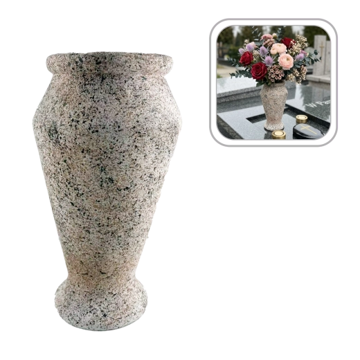 Cement cemetery vase with granite look, 28 cm