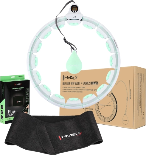 Set fitness hula hoop con peso e contatore + cintura dimagrante in neoprene HMS