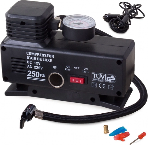 Compressor Car Pump 230 V / 12 V 250 PSI with Gauge