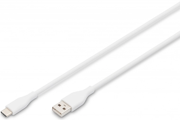 Silicone USB-A to USB-C Cable 60W 0.5m White