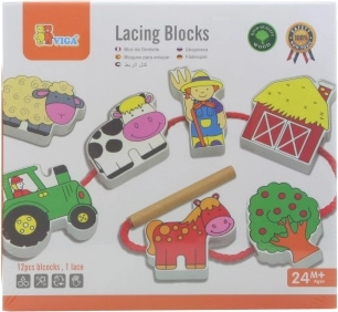 VIGA Wooden Threading Farmer Blocks Montessori