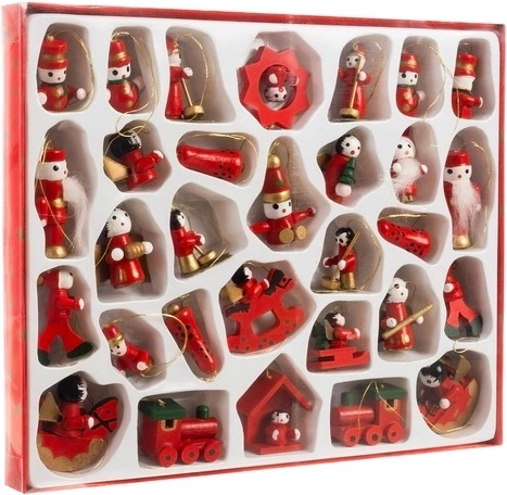 Wooden Christmas Tree Ornaments 30 pcs