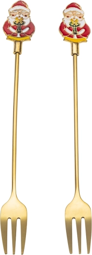 Jule-dessertgafler Mikołaj (Santa), guld, 2 stk.