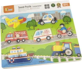 Wooden Sound Puzzle Transport Vehicles Viga