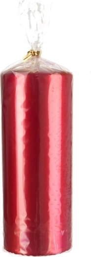 Glossy decorative red pillar candle 7 × 18 cm