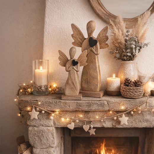 Une décoration qui ressort sur une étagère comme sur une cheminée