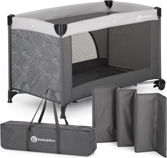 Petite&Mars reisbedje Nyja urban jungle charcoal