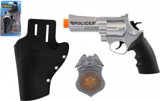 Children's police set: revolver with holster and badge