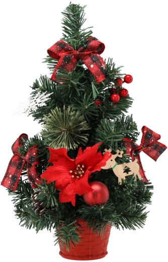 Kunstmatige kerstspar 40 cm in rode bloempot met kerststerren