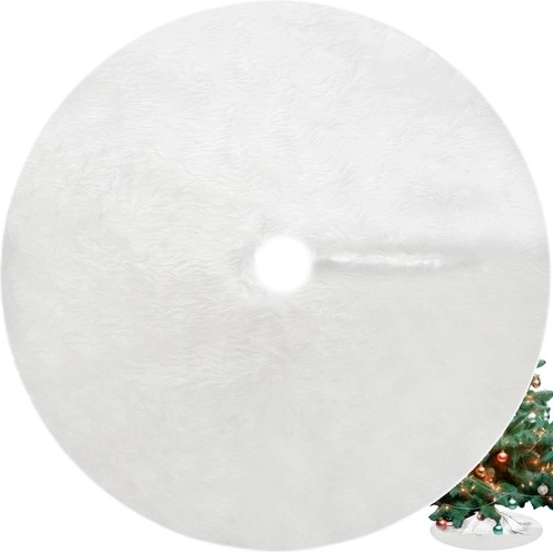 Base bianca in pelliccia per albero di Natale 72 cm