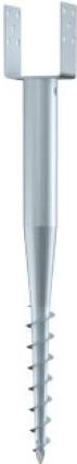 Ground screw with U bracket 70×90 mm, length 900/765 mm, galvanized steel