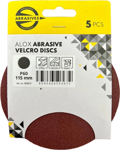 Disques abrasifs auto-agrippants 115 mm, grain 60 (5 pcs)