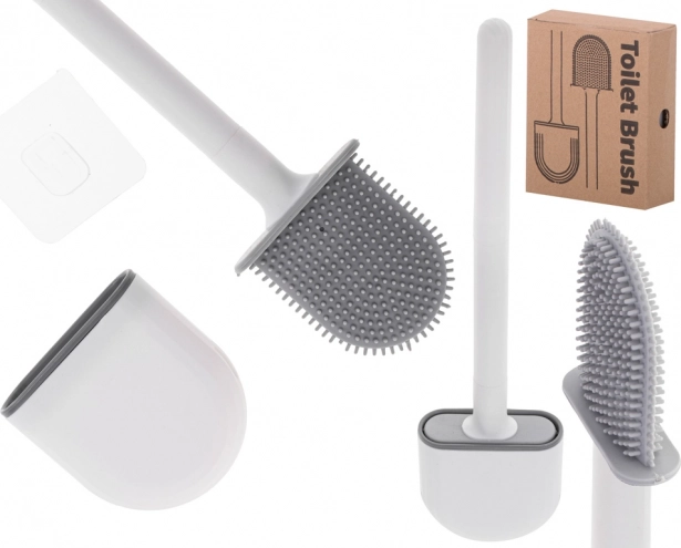 Silicone toilet brush with holder – white