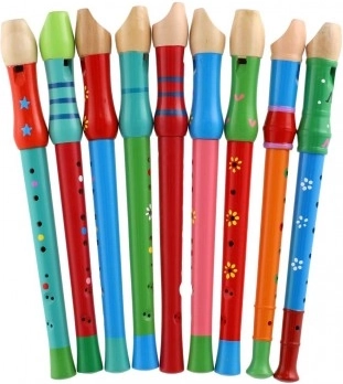 Wooden flute with colorful design