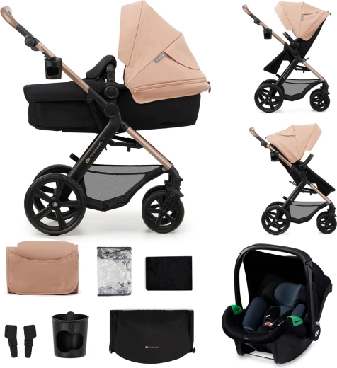 Kinderkraft MOOV 2 3-in-1 stroller set Moonlight Grey with foam wheels