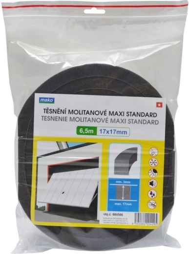 Tesnilo za okna in vrata iz pene MAXI 17 × 17 mm, antracit, 6,5 m – MAKO