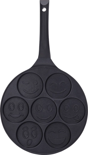 Poêle moulée Valdinox 26 cm pour pancakes et œufs au plat avec moules « sourires »