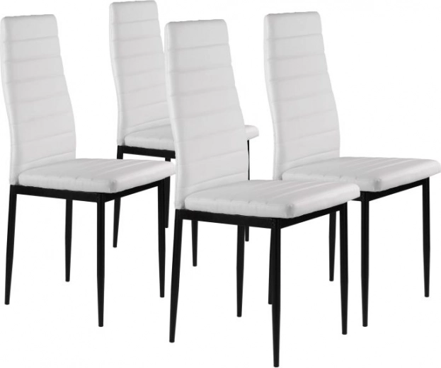 Set di 4 sedie da pranzo con schienale ergonomico in eco-pelle, bianche