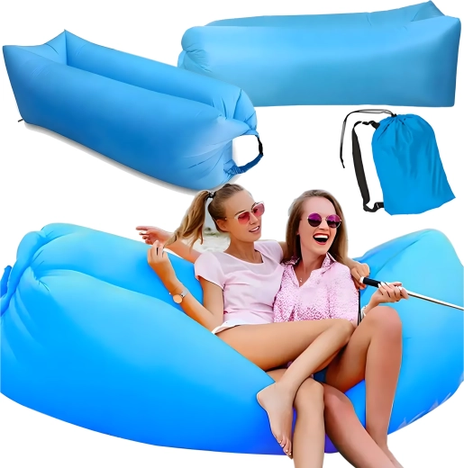 Oppustelig strandsofa (lazy bag) 200 × 70 cm med transportpose